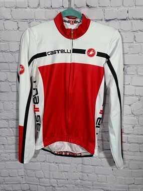 Castelli Mens Velocissimo Cycling Jacket White Red Size M Biking Activewear